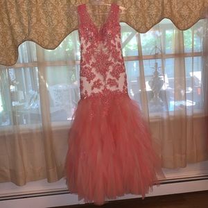 pink and cream dress